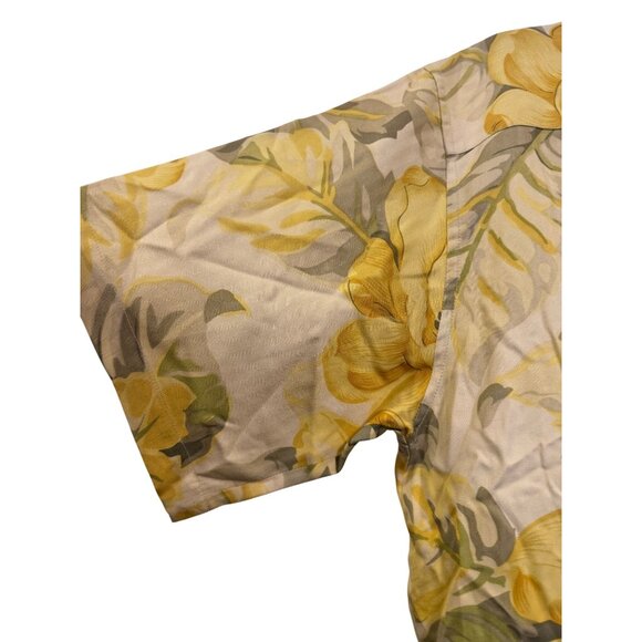 Tommy Bahama Yellow Floral Silk Button-Down Hawaiian Shirt Size L - Picture 8 of 8